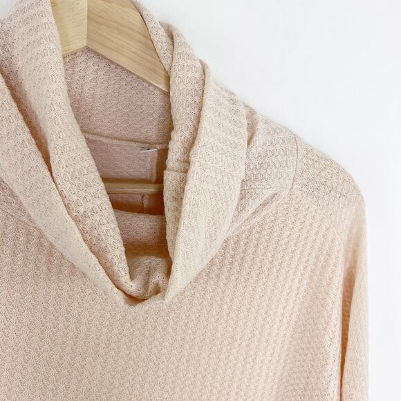 Cream Pink Long Sleeve Funnel Neck Pullover Tunic Shirt Women's Size Small S - Picture 7 of 7